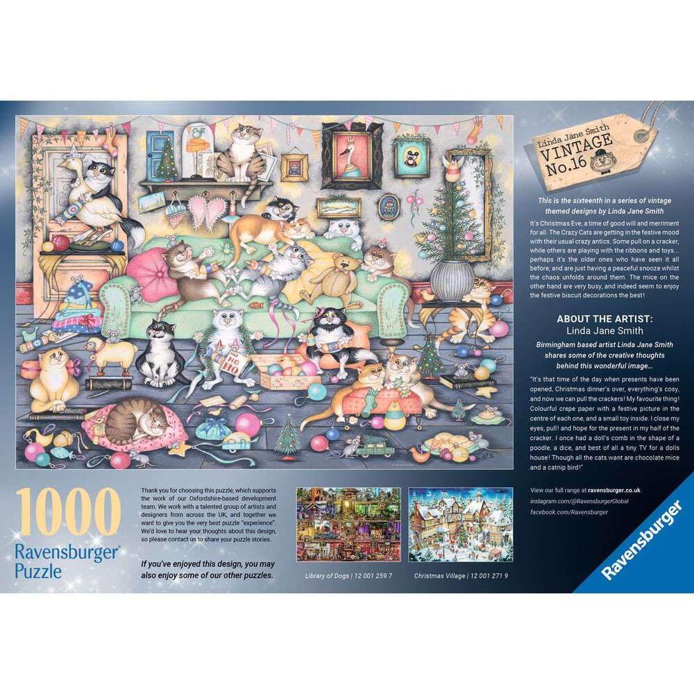Amazon.com: Ravensburger Crazy Cats Vintage No. 16 Christmas